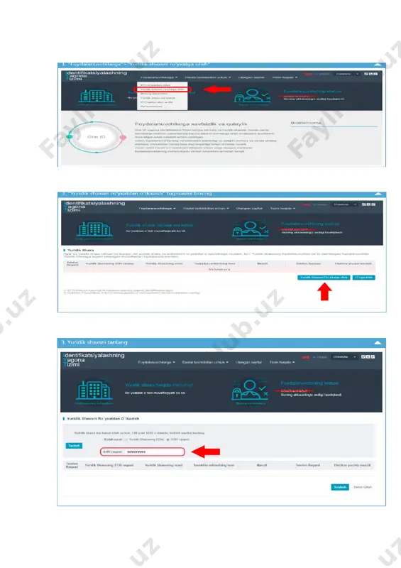 p://www.lex.uz/pages/getact.aspx?lact_id=1284423 http://www.lex.uz/pages/getact.aspx?lact_id=1240500 http://www.lex.uz/pages/getact.aspx?lact_id=1240500 http://www.lex.uz/pages/getact.aspx?lact_id=1240500 http://www.lex.uz/pages/getact.aspx?lact_id=1240500 http://www.lex.uz/pages/getact.aspx?lact_id=1240500 https://my.gov.uz/oz/pages/add-legal#panel1 https://my.gov.uz/oz/pages/add-legal#panel2 https://my.gov.uz/oz/pages/add-legal#panel3 laboratoriya ishi topshiriqlari: 1.milliy qidiruv tizimiga kiring va sohangiz bo„yicha ma‟lumot oling. 2.xalqaro qidiruv tizimlaridan elektron manbalar oling. 3.qidiruv tizimlaridan sohangiz bo„yicha ma‟lumotlarni qidiring. 4.kengaytirilgan qidiruvdan sohangiz bo„yicha ma‟lumotlarni qidiring. 5. my.gov.uz interaktiv portali haqida tushunchaga ega bo„ling. 6. my.gov.uz interaktiv portaliga kiring. 7. my.gov.uz interaktiv portalida ro„yxatdan o„tish uchun id raqam oling. 8. my.gov.uz interaktiv portalida ro„yxatdan o„tishga harakat qiling. 9. my.gov.uz interaktiv portali ishchi oynasi bilan tanishib chiqing. 10. my.gov.uz interaktiv portaliga murojaat(ariza,shikoyat)lar bilan tanishib chiqing.