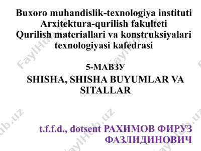 shisha, shisha buyumlar va sitallar — PPTX