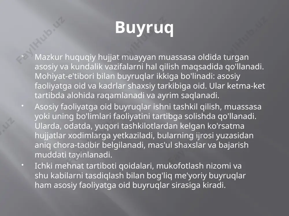 buyruq, farmoyish, ko’rsatma - Page 5