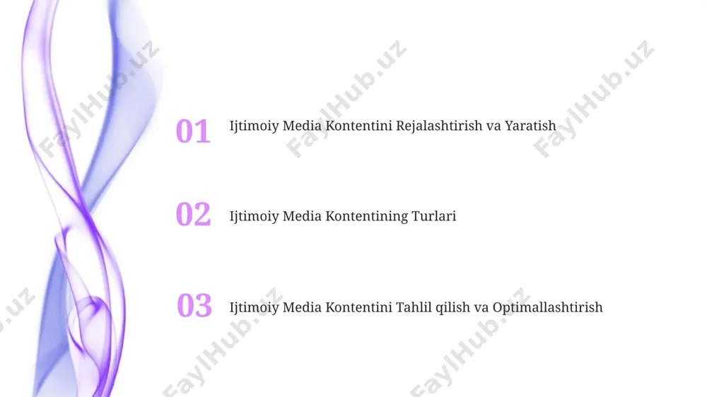 i rasmlar va videolarni qo'llash muhim ahamiyat kasb etadi. video va audio tarkibning ta'siri audio tarkib, masalan, podkastlar, o'rtacha 45 daqiqagacha tinglanadi va konsentratsiyani oshirishga yordam beradi, video esa tezroq chalg'itadi. instagram reels kabi qisqa videolar 60 soniyagacha bo'lib, yuqori darajadagi qamrovga ega, shu bilan birga audio reklamalar ma'lum demografik guruhlarga nisbatan samaraliroq bo'lishi mumkin. ijtimoiy media platformalarini tanlash ijtimoiy media platformasini tanlashda maqsad auditoriyaning demografik ko'rsatkichlari (yoshi, jinsi, manfaati) va platformalarning ularda mavjud bo'lgan foydalanuvchi soniga qarab amalga oshirilishi kerak. har bir platforma turli xil kontent formatlarini (video, rasm, matn) qo'llab-quvvatlaydi, shuning uchun sizning marketing strategiyangizga mos keladigan platformani tanlash muhim. masalan, instagram vizual kontentga, linkedin professional aloqalarga mo'ljallangan. maqsadli auditoriyani aniqlash a'lo darajadagi natijalarga erishish uchun maqsadli auditoriyangizning onlayn xulq-atvorini tahlil qiling. masalan, ular qaysi hashtaglardan foydalanadilar, qanday kontent bilan o'zaro aloqada bo'ladilar va qaysi platformalarda faol? "buyer personas" yaratish orqali 3-5 ta ideal mijoz profilingizni aniqlang. har …