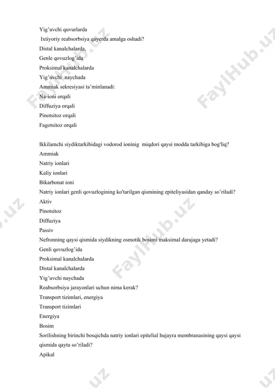 buyrak funktsiyalari test savollari - Page 3