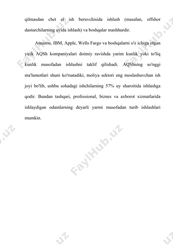 artlari talablari kompaniyalarni kadrlarni tanlash, tayyorlash, qayta tayyorlash va ish joyini saqlashga boshqacha munosabatda bo'lishga majbur qilmoqda. raqamli ko'nikmali mutaxassislar firmaning raqobatbardosh strategiyasining asosiy resursiga aylanib bormoqda. britaniya hukumati tomonidan o’tkazilgan tadqiqotga ko'ra, 2022 yilga kelib dunyo iqtisodiyotidagi yangi ish o'rinlarining taxminan 22% yangi raqamli kasblar tomonidan yaratiladi. yaqin kelajakda asosiy e'tibor zarur raqamli ko'nikmalarga ega bo'lgan xodimlarni ishga yollashga qaratiladi. bundan tashqari, yaqinda so'rov o'tkazilgan kompaniyalarning 73% i allaqachon bunday malakali mutaxassislarni qidirishda jiddiy muammolarga duch kelishmoqda. ushbu tahdidni anglagan holda, ko'plab kompaniyalar etakchi universitetlar va kollejlar bilan birgalikda maxsus ta'lim va o'quv dasturlarini faol ravishda ishlab chiqmoqdalar. onlayn o'quv kurslari va dasturlari kompaniyalar xodimlarining raqamli vakolatlarini oshirish uchun alohida e’tiborga erishmoqda. 12.3. mehnat bozori va bandlikda o’zgarish. mamlakat ijtimoiy-iqtisodiy rivojlanishining har qanday bosqichida mehnat bozori bozor kon'yunkturasi o'zgarishlarining eng sezgir ko'rsatkichi va reaktori hisoblanadi. jahon iqtisodiy krizis bo'lgan taqdirda, bozor eng kam raqobatbardosh kadrlarni bo'shatish bilan reaksiyaga kirishadi; …