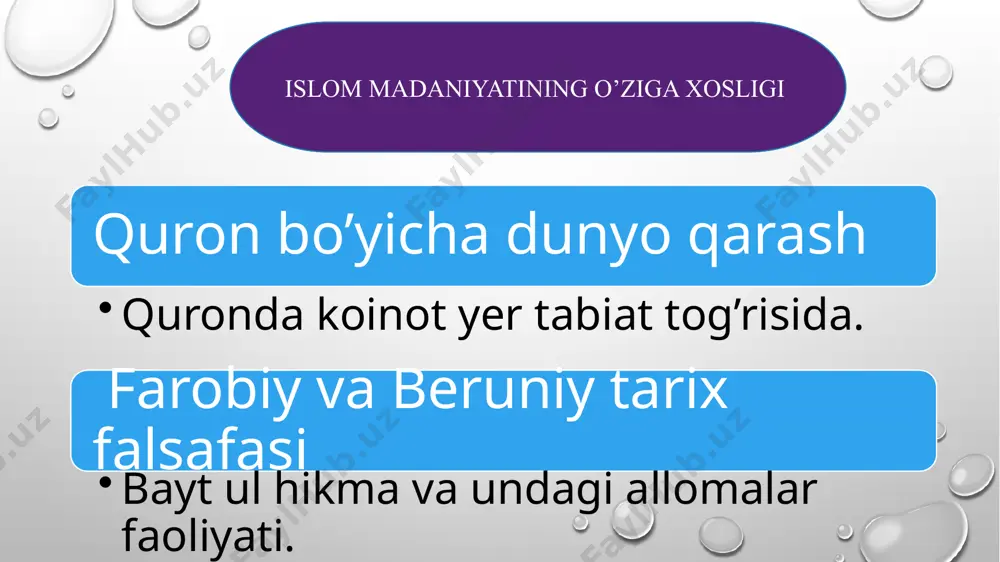 r esa ushbu davr 15-16-asrda oʻz yakuniga yetgan, degan fikrni ilgari surgan. islom oltin davri islom oʻrta asrlar davriga mutanosib boʻlib, ayrim manbalarda islom oʻrta asrlar davri 900–1300-yillarga toʻgʻri keladi, deb koʻrsatilgan. islom oltin davri metaforasi 19-asrda islom tarixiga bagʻishlangan gʻarb davlatlari manbalarida paydo boʻldi. 1868-yilda yozilgan „suriya va falastinga boruvchi sayyohlar uchun qoʻllanma“ (inglizcha: handbook for travelers in syria and palestine) muallifi damashqdagi masjidlar „muhammadanizmning oʻzi kabi tez suratda barbod boʻlib bormoqda“, deb yozgan.[3 (inglizcha: handbook for travelers in syria and palestine) muallifi damashqdagi masjidlar „muhammadanizmning oʻzi kabi tez suratda barbod boʻlib bormoqda“, deb yozgan.[3] atamaning keng qabul qilingan izohi mavjud emas. atamaning keng qabul qilingan izohi mavjud emas. islom oltin davri metaforasi 19-asrda islom tarixiga bagʻishlangan gʻarb davlatlari manbalarida paydo boʻldi. 1868-yilda yozilgan „suriya va falastinga boruvchi sayyohlar uchun qoʻllanma” bayt ul-hikmat (yoki "xizonat ul-hikmat") — olimlarni birlashtirgan ilmiy muassasa. xalifa horun ar-rashid (766 — 809) bagʻdodda tashkil …