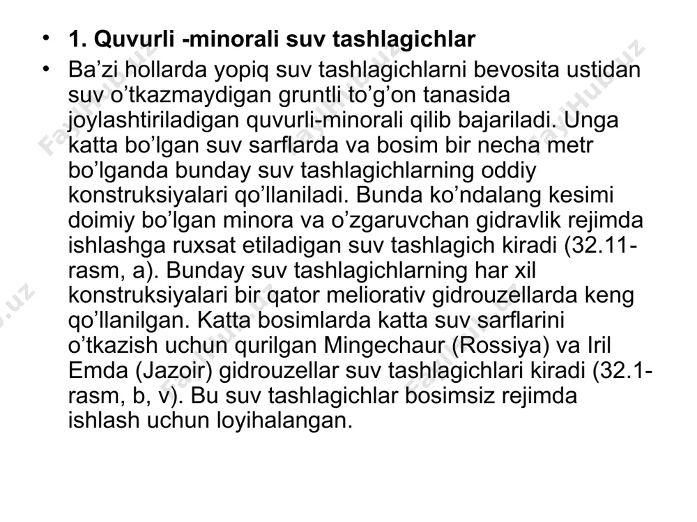 minorali va tunnelli suv tashlagichlar - Page 3