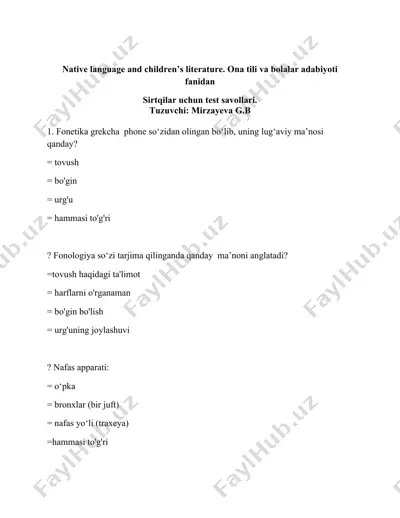 fonetika va fonologiya test savollari — DOC