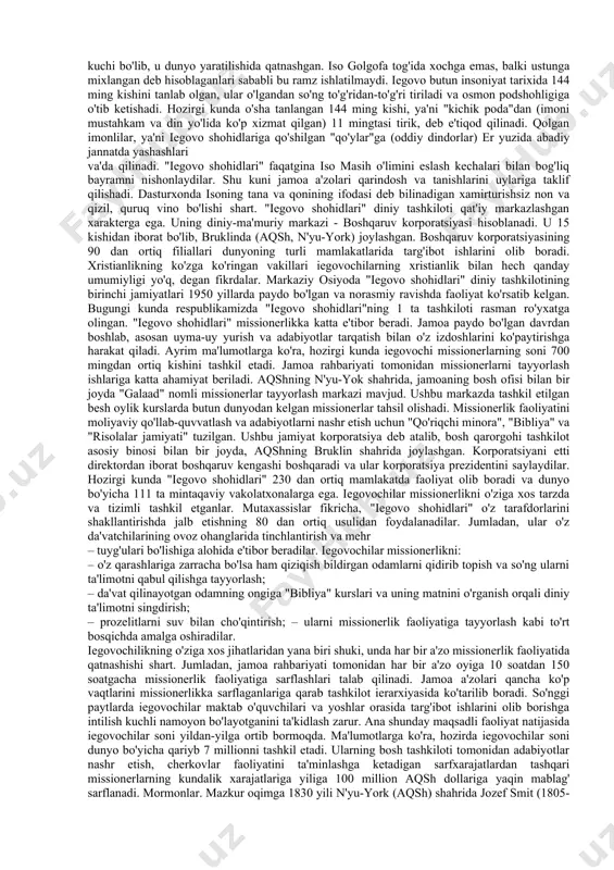 xadja-yoga va b.); - yangi majusiy tashkilot va kultlar – “runvira” ukrain milliy e'tiqodi cherkovi, rossiya jarangli kedrlari, omsk “qadimgi diniy e'tiqodiga qaytish kulti” va boshqalar kiradi. sekta so'zi, eng umumiy ma'noda, muayyan diniy, siyosiy yoki falsafiy qarashlarga ergashuvchilar guruhini anglatadi. diniy sekta deganda ma'lum bir dindagi rasmiy aqidalarga zid ravishda ajralib chiqqan yoki mavjud dinlar va konfessiyalarga umuman aloqasi bo'lmagan holda din bayrog'i ostida faoliyat ko'rsatadigan guruhlar tushuniladi. bugungi kunda har ikkala yo'nalishga mansub bo'lgan ko'plab sektalar faoliyat ko'rsatmoqda. mutaxassislar ularning sonini taxminan 5000 atrofida, deb baholaydilar. zamonaviy voqelik diniy-ekstremistik xarakterdagi sektalarning inson ongi va qalbi uchun kurash yo'lidagi faoliyatining jonlanishi kuzatilayotganini ko'rsatmoqda. xususan, ma'lumotlarga ko'ra, bizga qo'shni bo'lgan davlatlarda "bogorodichiy tsentr", "tserkov ob'edineniya", "tserkov isusa", "tserkov novogo zaveta", "beloe bratstvo", "bojestvenniy orden pervogo angela" kabi o'nlab diniy sektalar noqonuniy ravishda faoliyat olib bormoqda. "satanizm" deb ataladigan sekta ham keng tarqalgan. ayrim ma'lumotlarga ko'ra, o'ta xavfli bo'lgan bu sektaning …