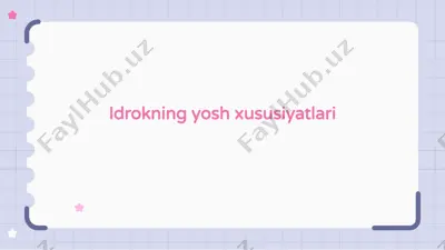 idrokning yosh xususiyatlari — PPTX