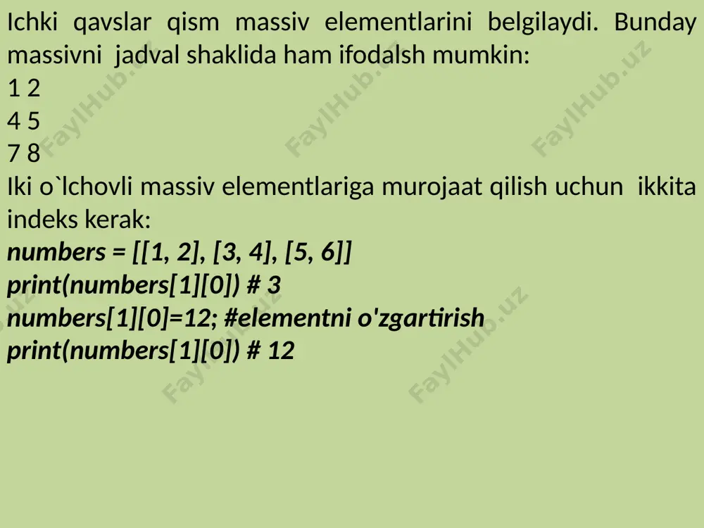 masalalar ini dasturlashda ikkio’lchovli massivlardan foydalanish - Page 4