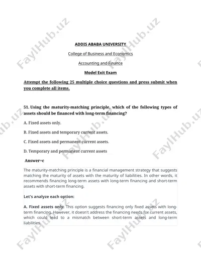 model exit exam - accounting and finance — DOCX