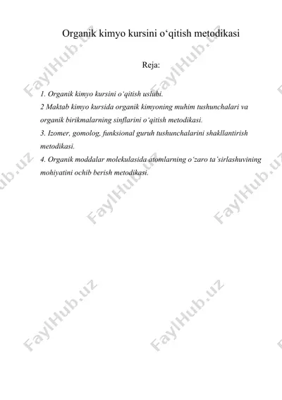 organik kimyo kursini o‘qitish metodikasi — DOC