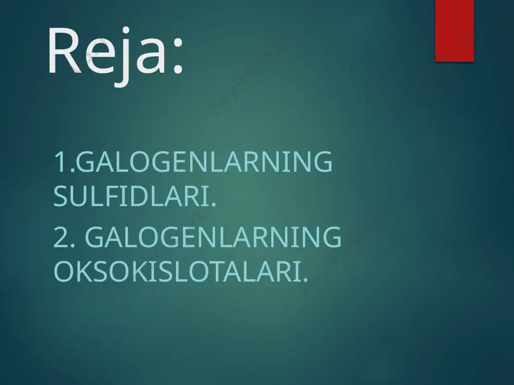 ash mumkin emas, chunki ikkinchisi uning korroziyasiga qarshi turmaydi. galogenlarning organoleptik xossalari ularning guruhi bo'yicha yod elementiga o'tishi bilan qanday o'zgarishini e'tiborga oling. galogenlarning kichik guruhi ftor, xlor, brom va yod elementlaridan iborat. galogenlarning tashqi valent qatlamining elektron konfiguratsiyalari navbati bilan ftor, xlor, brom va yod uchun). bunday elektron konfiguratsiyalar galogenlarning odatdagi oksidlanish xususiyatlarini aniqlaydi - barcha galogenlar elektronlarni biriktirish qobiliyatiga ega, garchi galogenlarning oksidlanish qobiliyati yodga o'tishda zaiflashsa. oddiy sharoitda galogenlar kovalent bog'lanishlarga ega turdagi diatomik molekulalardan tashkil topgan oddiy moddalar ko'rinishida mavjud. galogenlarning fizik xususiyatlari bir-biridan sezilarli darajada farq qiladi: shuning uchun normal sharoitda ftor suyuqlashishi qiyin bo'lgan gaz, xlor ham gaz, ammo u osonlik bilan suyuqlanadi, brom suyuqlik, yod qattiq moddadir. galogenlarning kimyoviy xossalari. boshqa barcha galogenlardan farqli o'laroq, ftor barcha birikmalarida faqat bitta oksidlanish darajasini 1- ni namoyon qiladi va o'zgaruvchan valentlikni namoyon qilmaydi. boshqa halogenlar uchun eng xarakterli oksidlanish darajasi ham 1- ga teng, ammo …