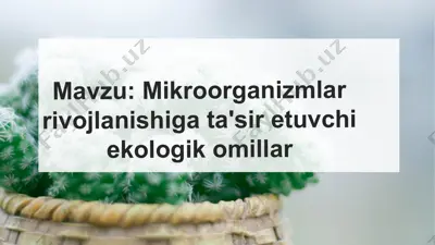 mikroorganizmlar rivojlanishiga ta'sir etuvchi ekologik omillar 2 — PPTX