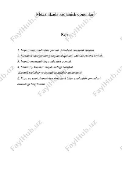 mexanikada saqlanish qonunlari — DOC