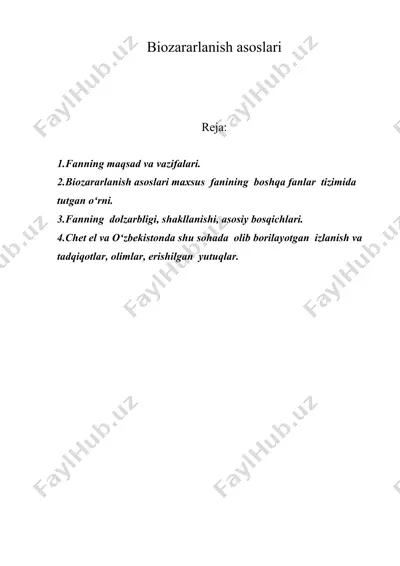 biozararlanish asoslari — DOC