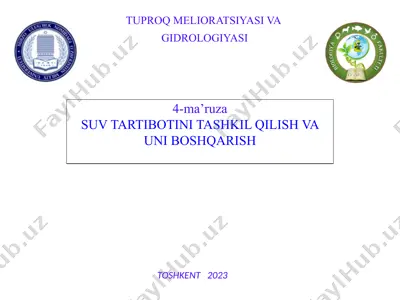 tuproqmelioratsiyasi va gidrologiyasi — PPTX