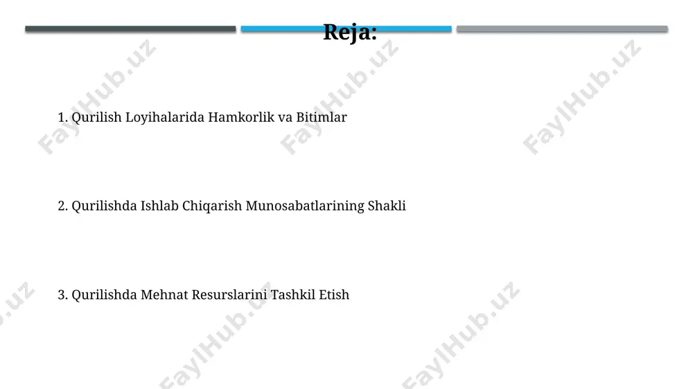 lda toshkent shahrida amalga oshirildi, bu davlat-xususiy sheriklik mexanizmining samaradorligini koʻrsatadi. qurilish sohasidagi kontsessiya shartnomalarida 5-15 yillik muddatlar, maydonlarning kattaligi va investitsiya hajmlariga qarab belgilanadi, masalan, samarqanddagi yirik infratuzilma loyihasida 10 yillik muddat koʻzda tutilgan. xususiy qurilish xususiy qurilishda qo'llaniladigan zamonaviy texnologiyalar va materiallar soni 2015 yildan beri 2 barobar oshgan, bu esa qurilish sifatini va tezligini oshirdi. xususiy qurilish korxonalarining 70% dan ortig'i toshkent shahri va toshkent viloyatida joylashgan bo'lib, ularning yillik aylanmasi o'rtacha 5 milliard so'mni tashkil etadi. franchayzing qurilish franchayzing shartnomasi bo'yicha qurilish materiallarini yetkazib beruvchilar bilan 30% gacha chegirma olish imkoniyati mavjud bo'lib, bu qurilish xarajatlarini sezilarli darajada kamaytiradi. franchayzing qurilishida, masalan, toshkent shahrida 5 dan ortiq kichik qurilish firmalari bitta yirik kompaniyaning brendi ostida 20% gacha foyda ulushi bilan faoliyat yuritadi. pudrat qurilish pudrat qurilish shartnomalari o‘zbekistonda 2020-yildan keyin 30% ga oshdi, bu esa mamlakatning qurilish sektorida yirik loyihalarning ko‘payishi bilan bog‘liq. toshkent shahrida pudrat …