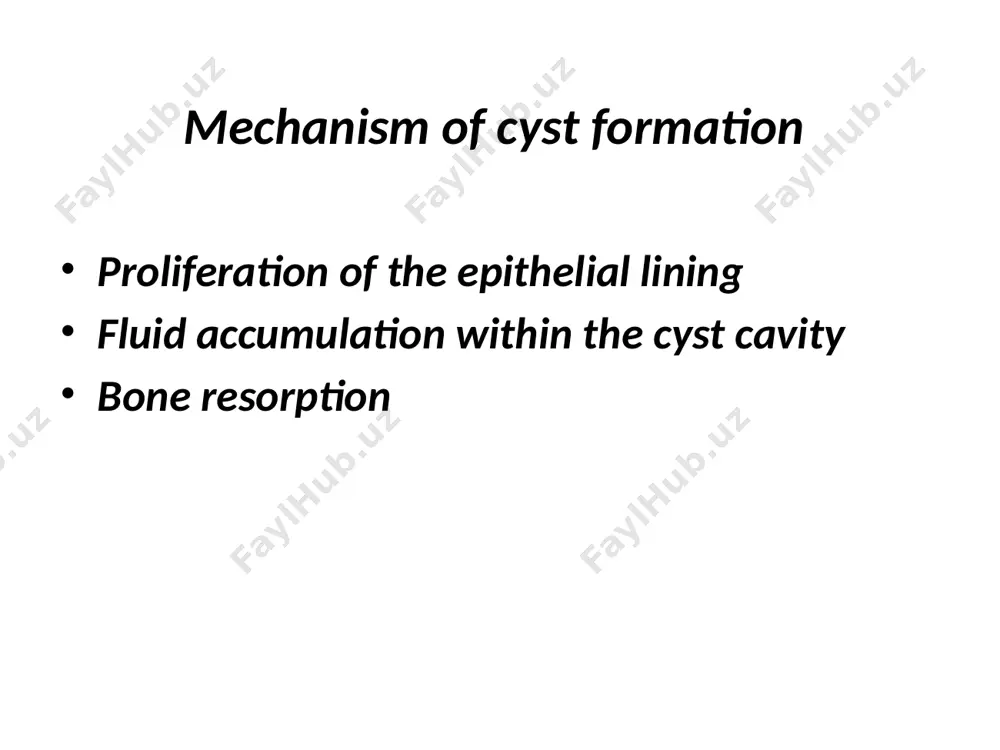 graphical examination. usually extend in anteroposterior direction. large mandibular cysts deflect the neurovascular bundle into an abnormal position. neuropraxia may associated with infected cyst (when tension is relieved, with spontaneous discharge of pus via a sinus tract or surgical drainage, sensation returns to normal). radiological features unilocular or multilocular radiolucency with well defined border and some times associated with sclerotic margin cyst contents (aspirate) white, kreamy suspention (consist mainly from keratin), which has an appearance of pus, but without an offensive smell. these suspension charectarized by that the amount of protein content will be less than that present in the other cysts (total protein will be found to be below 4 gm/100 ml). recurrence : high tendency to recur. the recurrence rate about 5 to 62 % with most occurring in the first 5 years. possible reasons reported for high recurrence rate : scolloped margins presence of daughter cysts cystic …