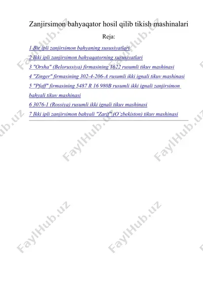 zanjirsimon bahyaqator hosil qilib tikish mashinalari — DOC