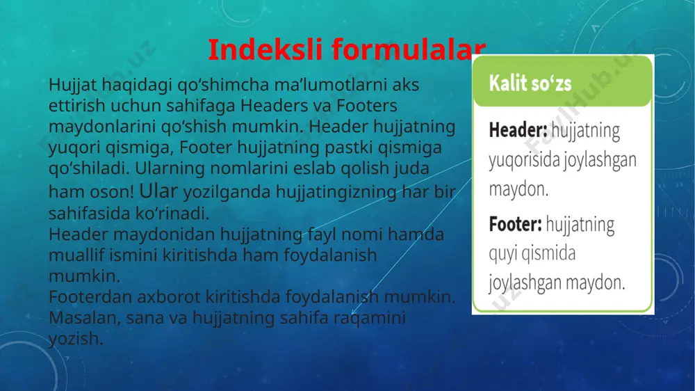 insert menyu oynasi - hujjatga header va footer maydonlarini qo‘shish - Page 3