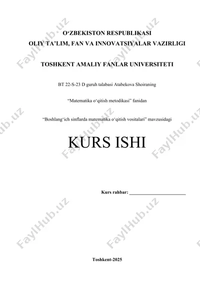 boshlang‘ich sinflarda matematika o‘qitish vositalari — DOCX
