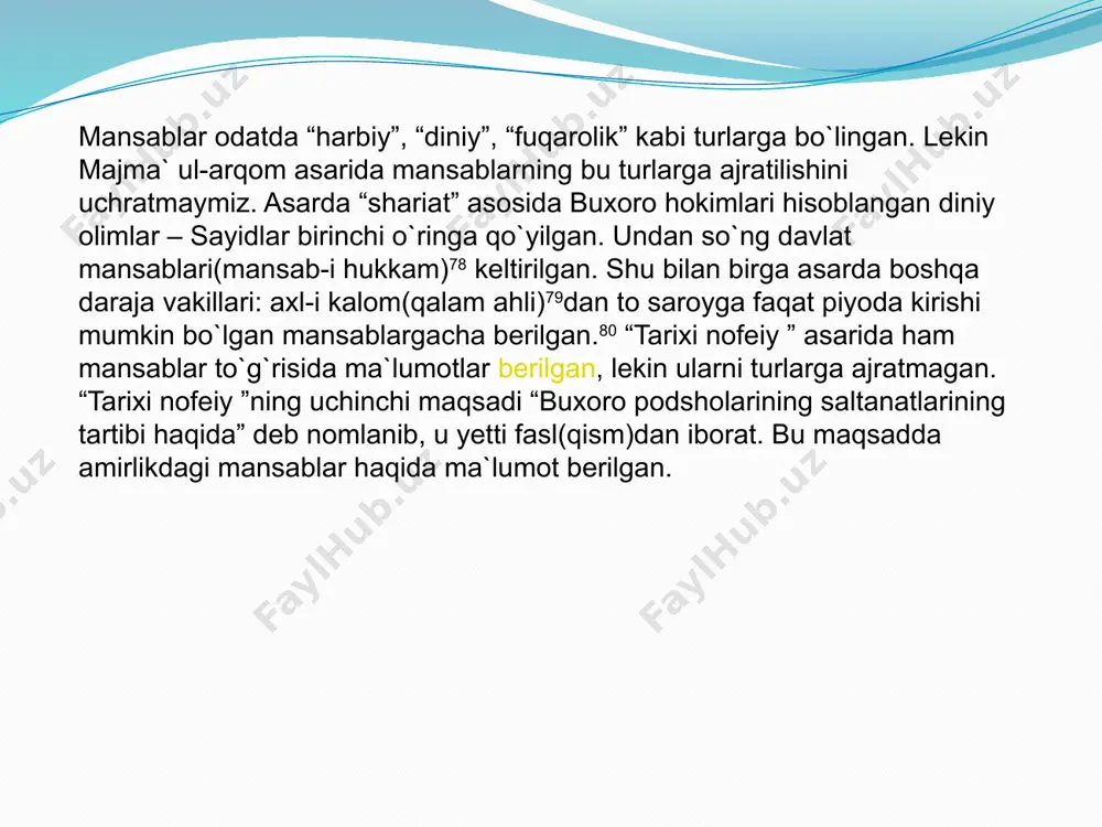 buxoro amirligida mansab va unvonalar - Page 5