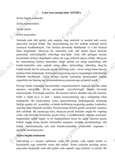 xotira mashg'uloti — DOCX