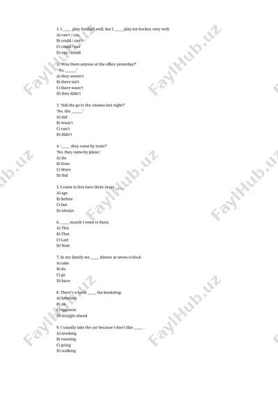english grammar test — DOCX