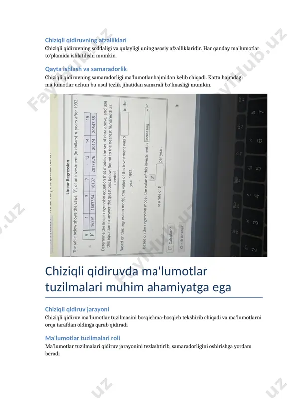 amaradorligi ma'lumotlar hajmiga bog'liq. ma'lumotlar hajmi katta bo'lganda, vaqt sarfi ham ortadi, shu sababli tezkor qidiruv algoritmlari yangilanmoqda. chiziqli qidiruvning rivojlanishi informatika rivojlanishi bilan chiziqli qidiruvga muqobil bo'lgan algoritmlar yaratilgan. biroq chiziqli qidiruv oddiy dasturlar va kichik hajmdagi ma'lumotlar uchun noqulay emas. chiziqli qidiruvda algoritmlarning tahlili va solishtirish algoritmning asosiy tushunchalari chiziqli qidiruv algoritmi ma'lumotlar to'plamidagi elementlarni birma-bir tekshirib chiqadi. bu algoritm har bir elementni har doim tekshirish orqali ma'lum bir ma'lumot topish jarayonini amalga oshiradi tahlil qilish usullari algoritmning samaradorligini baholash uchun vaqt murakkabligi, joy murakkabligi va o'rtacha qidiruv vaqti kabi parametrlar tahlil qilinadi. bunday o'lchovlar algoritmni yanada optimallashtirishda muhim ahamiyatga ega chiziqli qidiruvning afzalliklari chiziqli qidiruv läg'viy murakkabligi past ishlash samaradorluğu bilan birga oddiy tuzilishga ega. bu usul har qanday struktura va tartibsiz ma'lumotlar to'plamida foydalanish mumkin kamchiliklari va cheklovlari chiziqli qidiruv algoritmi katta ma'lumotli to'plarda samaradorlikni yo'qotadi, chunki u har bir elementni tekshirishga majbur. bu imkoniyat boshqa …