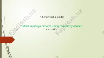 sotsial injineriya va kiberxavfsizlik — PPTX