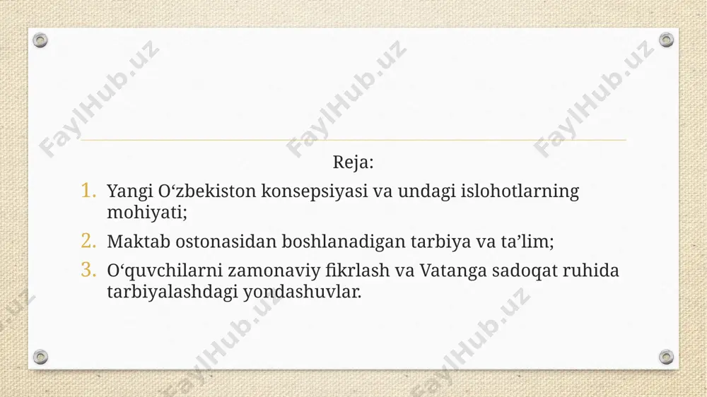 iston respublikasida konstitutsiya va boshqa asosiy qonunlarga qo‘shimchalar kiritilib, davlat boshqaruvidagi tizimlarni yangilash bo‘yicha sezilarli islohotlar amalga oshirildi. yangi o‘zbekistonning islohotlar dasturi, shuningdek, iqtisodiyotni rivojlantirish, bozor iqtisodiyotiga o‘tish jarayonini yanada chuqurlashtirishni taqozo etdi. bu, o‘z navbatida, o‘zbekiston iqtisodiyoti uchun yangi rivojlanish istiqbollarini ochdi. iqtisodiy islohotlar davomida davlat sektori isloh qilindi, tashqi savdo, qishloq xo‘jaligi, sanoat va moliya tizimida yangi yangiliklar joriy etildi. yangi oʻzbekiston konsepsiyasi va undagi islohotlarning mohiyati demokratik qadriyatlarning rivojlanishi va ularni hayotga tadbiq etish bo‘yicha amalga oshirilayotgan islohotlar quyidagi asosiy yo‘nalishlarni qamrab oladi: saylov tizimining mustahkamlanishi: yangi o‘zbekistonning siyosiy islohotlarida saylov tizimining mustahkamlanishi alohida o‘rin tutadi. saylovlar erkin, adolatli va shaffof o‘tkazilishi, saylovchilarning huquqlari to‘liq himoya qilinishi ta’minlanmoqda. saylovlar jarayonida korrupsiya va manipulyatsiyalarning oldini olish uchun yangi qonunlar va mexanizmlar joriy etilmoqda. maktab ostonasidan boshlanadigan tarbiya va taʼlim yangi o‘zbekiston g‘oyasi doirasida siyosiy islohotlar va davlat boshqaruvi tizimi qayta qurishning muhim tarkibiy qismlarini tashkil etadi. siyosiy islohotlar …