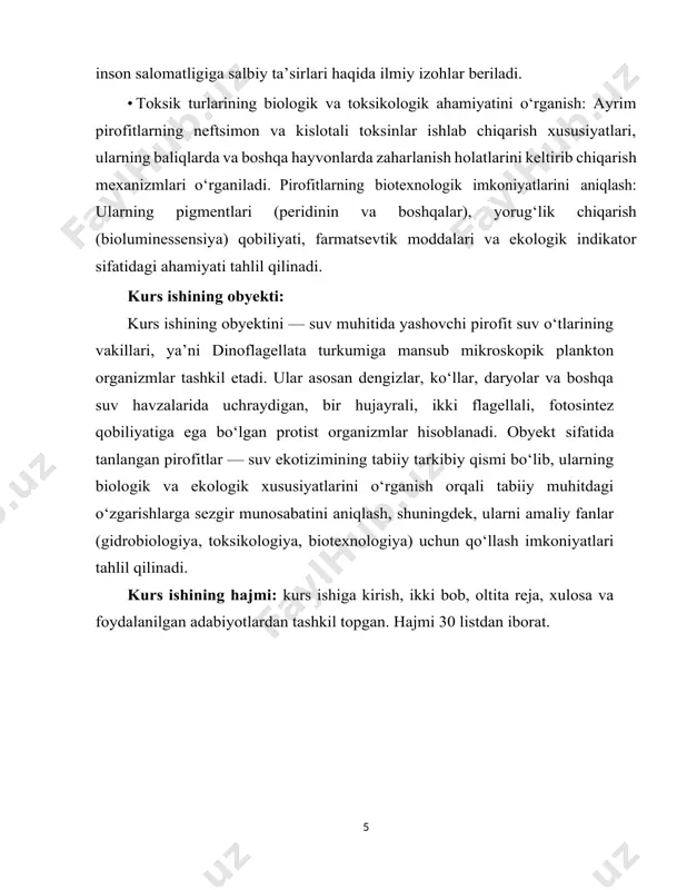 sidagi oraliq darajani bildiradi: dnk zich spiral shaklida joylashgan, mitotik bosqichlar an’anaviy bo‘lmaydi (doimiy yadro qobig‘i mavjud). ularning genetik materiali ko‘p hollarda qattiq spirallangan bo‘lib, histon oqsillari yo‘q yoki juda kam uchraydi. fotosintetik turlari xlorofill “a” va “c” pigmentlariga ega bo‘lib, maxsus karotinoidlar (peridinin, dinoksantin) mavjud. bu pigmentlar ularni diatomlar va boshqa xloroplastli organizmlardan ajratib turadi. xloroplastlar uchta membranali, bu esa ikkilamchi endosimbioz yo‘li bilan paydo bo‘lganligidan dalolat beradi. hayotiy shakllari va xilma-xilligidinoflagellatalar suv muhitida erkin yashovchi planktonik shakllarda uchraydi, ammo ayrim turlari bentik (tubda yashovchi) yoki parazit shakllarida ham bo‘lishi mumkin. masalan, oodinium turlari baliqlarda parazitlik qiladi, noctiluca esa zooplankton vakili bo‘lib, heterotrofdir. shuningdek, symbiodinium turlari marjon poliplarida simbioz hayot kechiradi va korall riflarining yashovchanligi aynan shu pirofitlarga bog‘liq. bular korall riflarning fototrofik metabolizmini ta’minlab, ular bilan ekologik jihatdan uzviy bog‘liq hisoblanadi. sistematik o‘zgarishlar va dolzarb muammolar so‘nggi molekulyar tadqiqotlar natijasida dinoflagellatalarning sistematikasi jadal o‘zgarib bormoqda. avval faqat bitta …