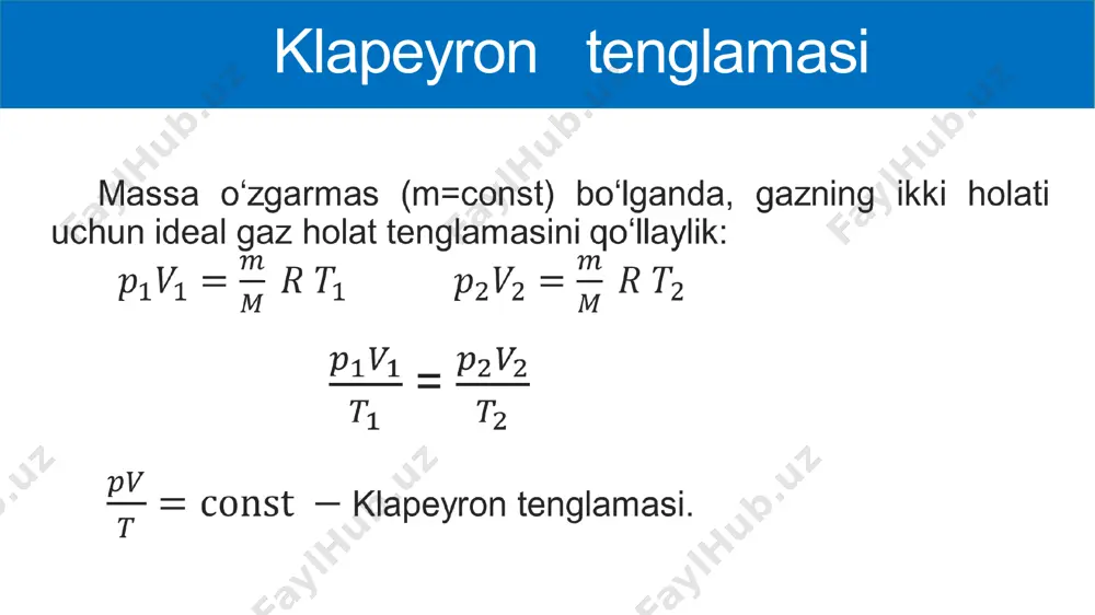 ideal gaz holatining tenglamalari - Page 5