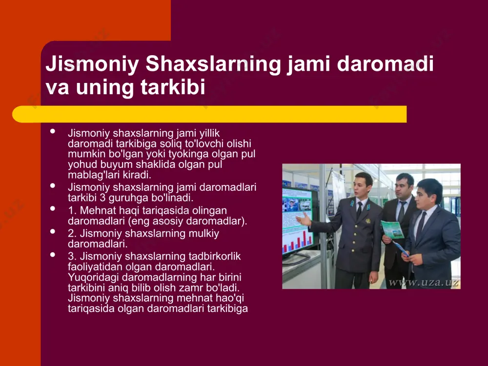 jismoniy shaxslardan olinadigan daromad solig'i jami daromad va uning tarkibi - Page 4