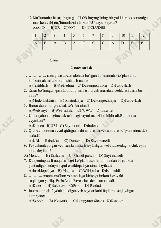 informatika va axborot texnologiyalari fanidan nazorat ishi daftari - Page 5