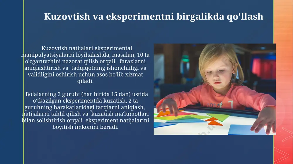 kuzatish va eksperiment rivojlanish psixologiyasining asosiy metodi sifatida - Page 3