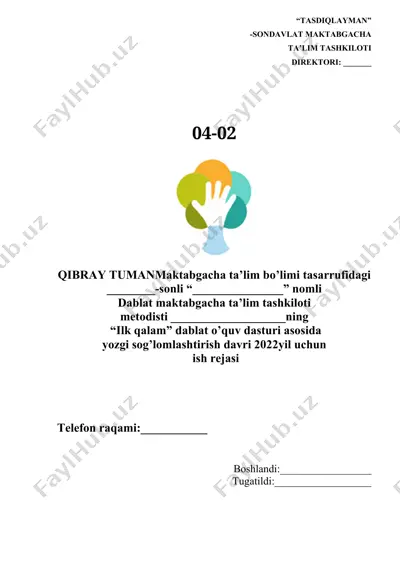 ilk qalam dasturi ish rejasi — DOCX
