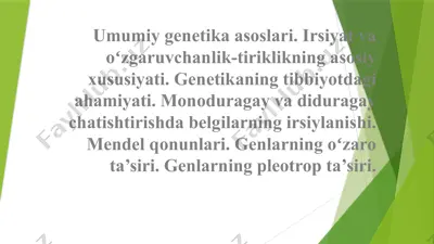 umumiy genetika asoslari — PPTX