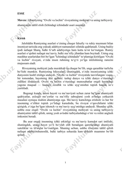 "ovchi va lochin" rivoyati — DOCX