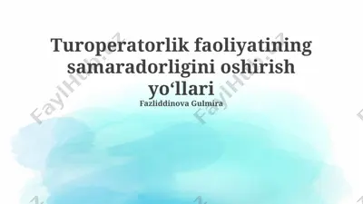 turoperatorlik faoliyatining samaradorligini oshirish yo‘llari — PPTX