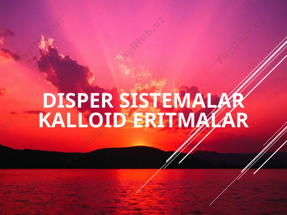 dispers faza bo‘lgan modda zarrachalari o‘lchamlarini kattaligini teskari qiymatiga tengdir. barcha dispers sistemalar disperslanish darajasi bo‘yicha shartli ravishda uch guruhga bo‘linadi. zarrachalar kattaligi 1 nm gachaga yoki 10-9 m gacha bo‘lsa bunday dispers sistemalarni molekulyar-ion dispers sistemalar deb yuritiladi. zarrachalar kattaligi 1-100 nm gacha yoki 10-9 -10-7 m bo‘lsa bunday dispers sistemalar kolloid dispers sistemalar deb ataladi zarrachalar kattaligi 100 nm dan katta yoki 10-7 m dan katta bo‘lsa bunday dispers sistemalar dag‘al dispers sistemalar deb ataladi. bu guruhlardan sakiztasi amalda bo‘lishi mumkin, chunki oddiy sharoitda gazlar bir birida aralashib gomogen sistema hosil qiladi. shu bilan birga ular qolgan sistemalarga xos bo‘lgan teng taqsimlanishga itoat qilmaydilar, chunki ularda turunbul oqim mavjudligi sababli konsentratsiya xar joyda xar-hildir. molekulyar ion dispers sistemalar qatoriga elektrolitlar va noelektrolitlarning chin eritmalari kiradi. albumin, oqsil, qon plazmasi, limfa, orqa miya suyuqligi va boshqalarning eritmalari kolloid-dispers sistemalarga misol bo‘ladi. dag‘al dispers sistemalar qatoriga suspenziyalar, emulsiyalar, aerozollar, ko‘piklar …