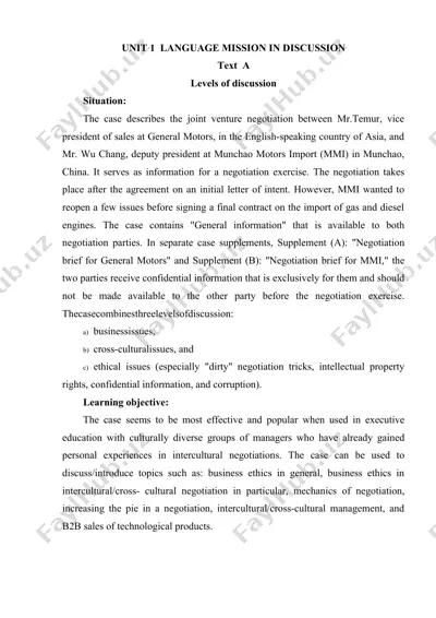 negotiation case study between general motors and munchao motors import — DOCX