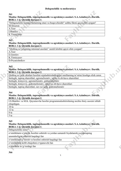 dehqonchilik va melioratsiya — DOC