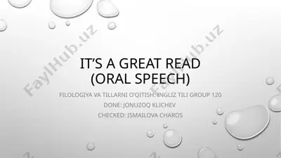 it’s a great read (oral speech) — PPTX