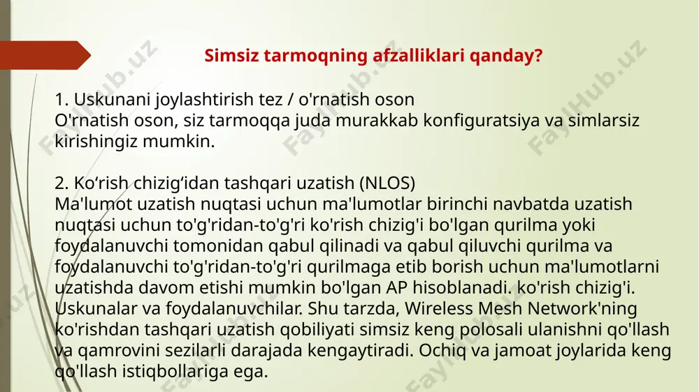 food security” may 24, 2024 82 yaxshiroq ishlash, yuqori ma’lumotlar tezligi va yaxshilangan xavfsizlik funksiyalarini ta’minlaydi. 5g: beshinchi avlod uyali tarmoq texnologiyasi, avvalgilariga nisbatan sezilarli darajada tezroq ma’lumotlar uzatish tezligi, past kechikish va sig‘imni oshiradi. 5g o‘ta ishonchli va past kechikishli ulanishlarni ta'minlash orqali aloqani inqilob qilishni maqsad qilib qo‘ygan, avtonom transport vositalari, virtual haqiqat va boshqa sohalarda yutuqlarni qo‘llab-quvvatlaydi. bluetooth: smartfonlar, noutbuklar, naushniklar va aqlli uy qurilmalari kabi qurilmalarni ulash uchun keng qo‘llaniladigan qisqa masofali simsiz aloqa texnologiyasi. bluetooth standartlari rivojlanishda davom etmoqda, eng so‘nggi versiyalari yaxshilangan diapazon, tezlik va energiya samaradorligini taklif qiladi. zigbee: uy avtomatizatsiyasi, aqlli yoritish va atrof-muhit monitoringi kabi lot ilovalarida keng qo‘llaniladigan kam quvvatli, past ma'lumotlar tezligiga ega simsiz aloqa protokoli. zigbee tarmoqlari odatda tarmoqli tarmoqlar bo‘lib, qurilmalarga ma’lumotlarni uzoqroq masofalarga uzatish imkonini beradi. lorawan: lorawan (long range wide area network) - kam quvvat sarfi bilan uzoq masofali aloqa uchun mo'ljallangan simsiz protokol. u …