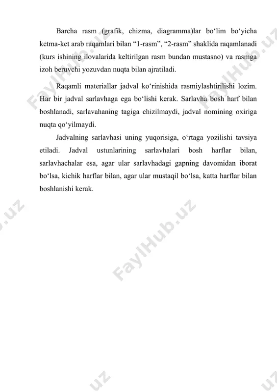 tlashtirilgan yordamni tashkil etish uchun ma'lumotlar bazasini yaratish. 12. tashkilotning kompyuter texnikasini uning tarkibiy qismlarini hisobga olgan holda avtomatlashtirilgan hisobini tashkil etish uchun ma’lumotlar bazasi loyihasini taklif qilish. 13. tashkilot dasturiy ta'minotining turli xil versiyalari va u o'rnatilgan ish stantsiyalarini hisobga olgan holda hisobini avtomatlashtirish uchun ma'lumotlar bazasini loyihalash. 14. tashkilotning texnik vositalarini hisobga olishni avtomatlashtirish bo'yicha ma'lumotlar bazasini yaratish. 15. davlat avtomobil transporti xizmati xodimlari tomonidan avtotransport vositalarini hisobga olishni avtomatlashtirish uchun ma'lumotlar bazasini yaratish. 16. markazlashtirilgan hisoblash tizimi foydalanuvchilar toifalari, ularning huquqlari va kirishga ruxsat berilgan resurslarini avtomatlashtirilgan hisobga olish uchun ma’lumotlar bazasini yaratish. 17. muayyan korxonada boshqaruv faoliyati bilan bog'liq hujjatlarni va kadrlar hisobini avtomatlashtirilgan tarzda ro'yxatga olish uchun ma'lumotlar bazasini loyihalash. 18. telefon kompaniyasi abonentlarini avtomatlashtirilgan hisobga olish uchun ma’lumotlar bazasini ishlab chiqish 19. ijarachilar tomonidan ma’lum bir uy-joy kommunal xo‘jaligi korxonasiga to‘lovlarni hisoblash va hisobga olish jarayonlarini avtomatlashtirish uchun ma’lumotlar bazasini yaratish. 20. ayrim korxonalar …