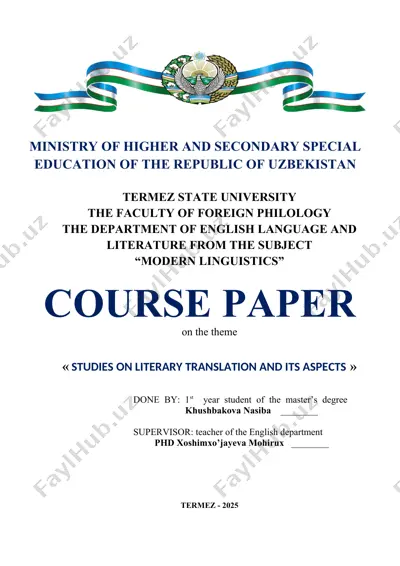 studies on literary translation and its aspects — DOCX
