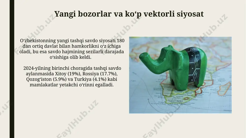 o'zbekiston tashqi savdo munosabatlari geografiyasining o'zgarib borishi - Page 5