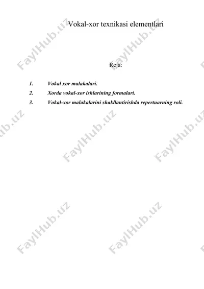 vokal-xor texnikasi elementlari — DOC