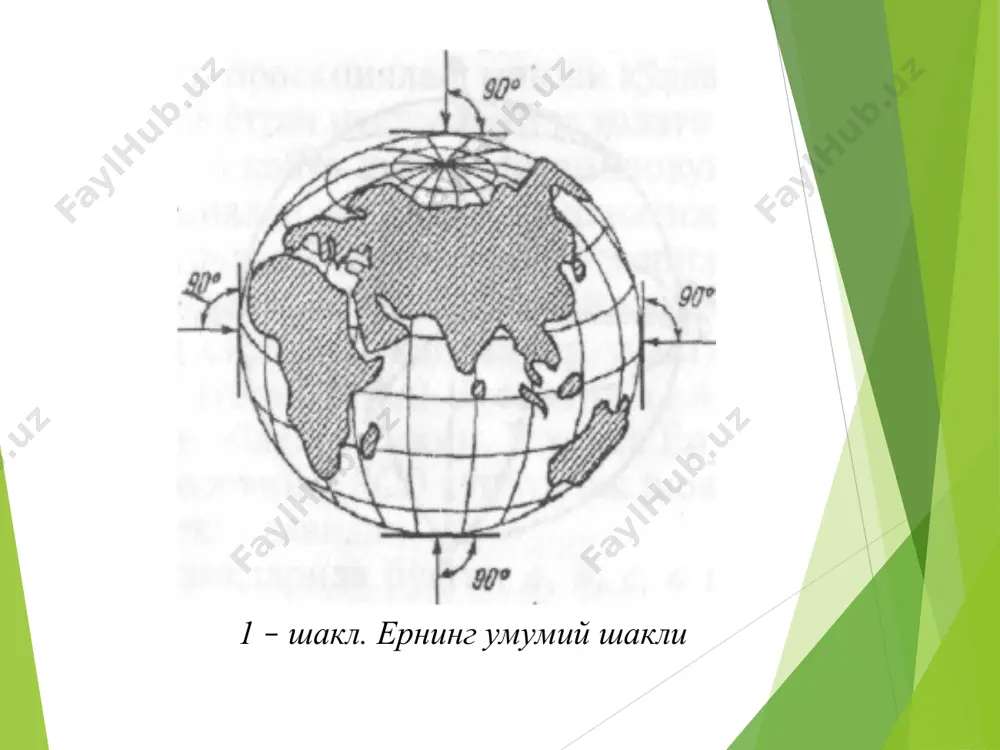 ернинг шакли ва ўлчамлари тўғрисида тушунча. сатхий сирт. геоид - Page 5