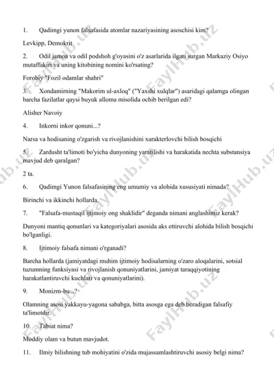 falsafa va falsafa tariqiyoti — DOC